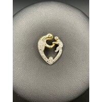 Ladies 9ct Yellow Gold Mother and Child Heart Pendant