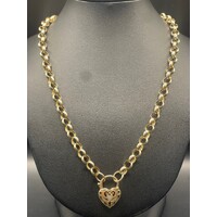 Ladies 9ct Yellow Gold Round Belcher Link Necklace