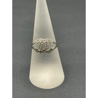 Ladies 14ct White Gold Diamond CC Ring