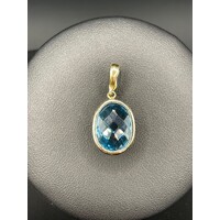 Ladies 14ct Yellow Gold Blue Gemstone Pendant