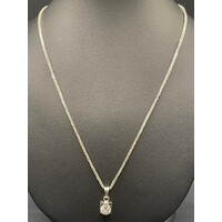 Ladies 18ct White Gold Fancy Link Chain & Diamond Pendant