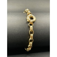 Ladies 9ct Yellow Gold Oval Belcher Link Bracelet