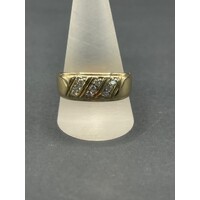 Mens 9ct Yellow Gold Diamond Ring