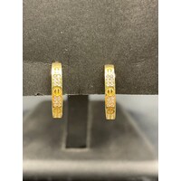 Ladies 18ct Yellow Gold Oval Open Hoop Earrings