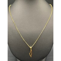 Ladies 21ct Yellow Gold Belcher Link Necklace & Pendant