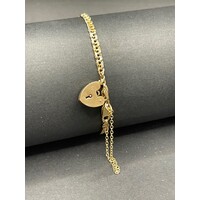 Ladies 9ct Yellow Gold Fancy Link Heart Locket Bracelet