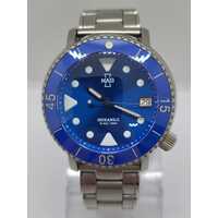 MAS Reef Blue Irukandji Mens Silver Stainless Steel Dive Watch 200m WR