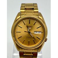 Seiko 5 Sports Automatic 21 Jewels All Gold Stainless Steel Watch