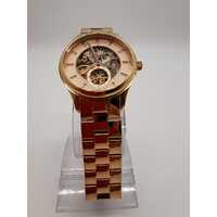 Fossil Automatic Rose Gold Tone Skeleton Dial Stainless Steel Ladies Watch