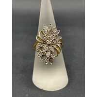 Ladies 9ct Yellow Gold Diamond Cluster Ring