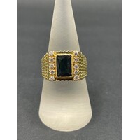 Mens 18ct Yellow Gold Gemstone CZ Ring