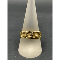 Mens 18ct Yellow Gold Wave Edge Ring