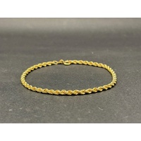 Ladies 18ct Yellow Gold Twisted Singapore Rope Link Bracelet