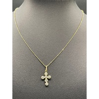 Ladies 18ct Yellow Gold Bead Link Necklace & Cross Pendant