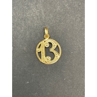 Ladies 18ct Yellow Gold Round No.13 Pendant