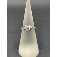 Ladies 18ct White Gold CZ and Diamond Ring