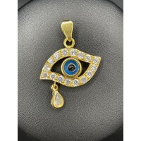 Ladies 18ct Yellow Gold Evil Eye Pendant