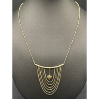 Ladies 14ct Two Tone Gold Bead Draperie Necklace