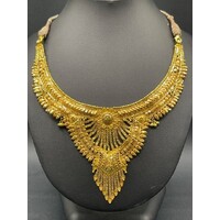 Ladies 22ct Yellow Gold Filigree Choker Pendant Necklace