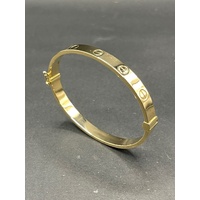 Ladies 18ct Yellow Gold Oval Hinged Bangle