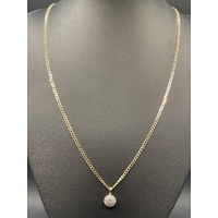 Ladies 9ct Yellow Gold Curb Link Chain & Diamond Cluster Pendant