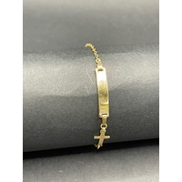 Childs 9ct Yellow Gold Cable Link ID Bracelet