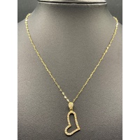 Ladies 18ct Yellow Gold Fancy Link Necklace & Heart Pendant