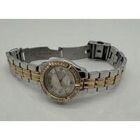 Guess Ladies Stainless Steel Silver Gold Tone Crystal Accented Watch U0026L1