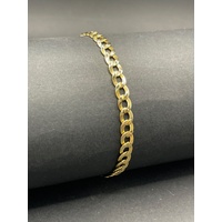 Mens 18ct Yellow Gold Flat Curb Link Bracelet