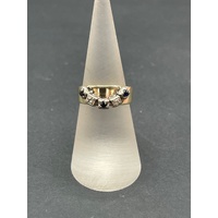 Ladies 18ct Yellow Gold Blue Gemstone and Diamond Ring