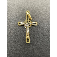 Unisex 18ct Two Tone Gold Crucifix Cross Pendant