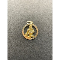 Unisex 9ct Yellow Gold Round Pendant