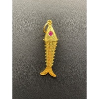 Unisex 22ct Yellow Gold 3D Fish Pendant