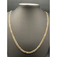 Mens 9ct Yellow Gold Birdseye and Curb Link Necklace