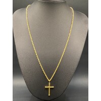 Unisex 18ct Yellow Gold Margarita Link Chain & Cross Pendant