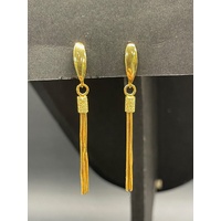 Ladies 21ct Yellow Gold Dangle Tassel Earrings