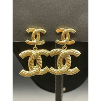 Ladies 18ct Yellow Gold CC Fancy Dangle Earrings