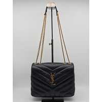 Yves Saint Laurent YSL Black Quilted Leather Small LouLou Bag Gold Chain Strap