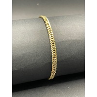 Unisex 18ct Yellow Gold Flat Curb Link Bracelet