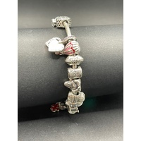 Ladies 925 Sterling Silver Pandora Snake Link Charm Bracelet