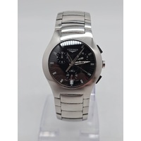 Longines Oposition Chronograph Black Dial Men's Silver Quartz Watch L3 618 4