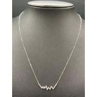 Ladies 9ct White Gold Belcher Link Chain & Zig Zag Pendant