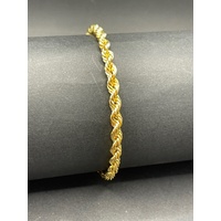 Ladies 10ct Yellow Gold Twisted Singapore Rope Link Bracelet