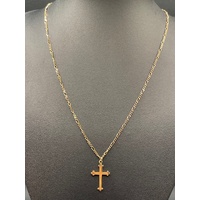 Unisex 9ct Yellow Gold Figaro Link Necklace & Cross Pendant