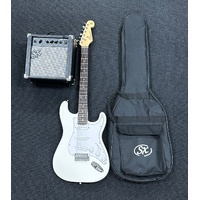 SX Electric Guitar White Standard Series with Amplifier and Accessories