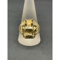 Mens 9ct Yellow Gold Dragon Head Ring