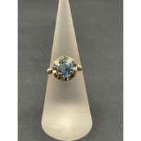 Ladies 14ct Yellow Gold Blue Gemstone Ring