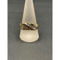 Mens 9ct Yellow Gold Diamond Ring