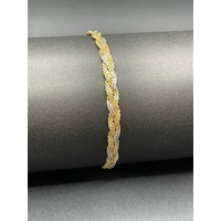 Ladies 18ct Two Tone Gold Braided Rope Link Bracelet