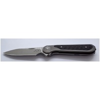 Liong Mah Flipper Knife Premium Bohler M390 Blade Titanium Carbon Fiber Handle